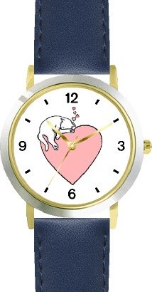 WATCHBUDDY® DELUXE TWO-TONE THEME WATCH - Cat Sleeping - Pink Heart - Cat