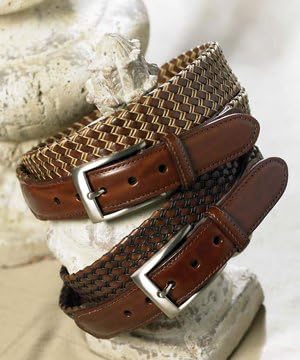Torino Leather Men's 1 1/8 in. Italian Cord and Leather Tubular Braided Belt
