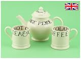 EMMA BRIDGEWATER BLACK TOAST 'TOAST & MARMALADE' HANDMADE IN ENGLAND CHINA GIFT COLLECTION VIII - Extra Value with the classic Black Toast 'Toast & Marmalade' design collection that we have put together as a magnificent giftset, with 2 cup teapot, and 2 half pint mugs
