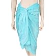 Sarong Pareo Wrap, Aqua Colored Paisley Lotus Flower Sheer Lightweight Cotton Print