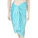 Sarong Pareo Wrap, Aqua Colored Paisley Lotus Flower Sheer Lightweight Cotton Print
