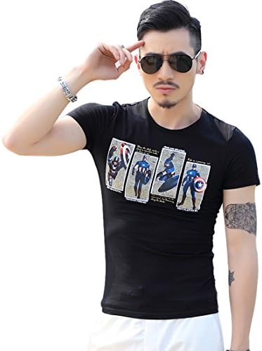Cropped Fashion Men's Short sleeve T-Shirt Landscapes 3D Print (3XL, black)