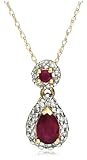 10k Yellow Gold Ruby and Diamond Pendant, 18