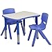 Flash Furniture 21.875'W x 26.625'L Rectangular Blue Plastic Height Adjustable Activity Table Set with 2 Chairs