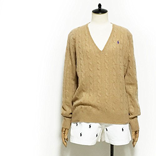 (ラルフローレン) Ralph Lauren ポロ レディース メリノウール カシミア Vネック ケーブルニット セーターPOLO Knit Top [並行輸入品]