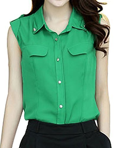 FACE N FACE Women's Chiffon Solid Color Summer Loose Shirts Blouses