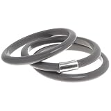 Set of 3 Gray Resin Bangle Bracelets - 1 with Sterling Silver Center