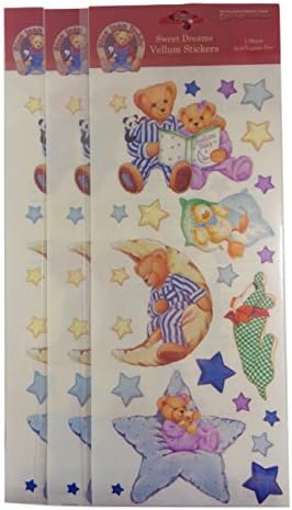 Bulk Buy: Blue Jean Teddy Bear Sweet Dreams Vellum Stickers, Pack of (3)