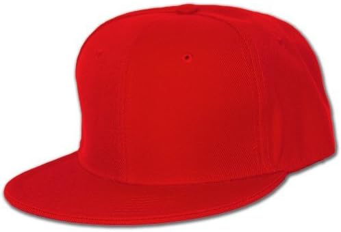 Blank Flat Curved Hat (More Colors Available), 7 1/8, Red
