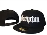 Compton Flat Bill Snap Back Black & White Adjustable Baseball Cap Hat