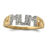 9ct Yellow Gold MUM Ring Set With CZ's - Size I