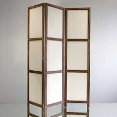 Paravent / Raumteiler / Sichtschutz 166x126cm aus echtem Pappelholz mit Baumwollbespannung (braun)