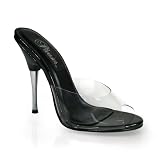 5 Inch Sexy High Heel Shoe Stiletto Peep Toe With Metal Heel Clear / Black