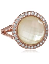 Sterling Silver Mother-Of-Pearl Round Quartz Ring, Size 7