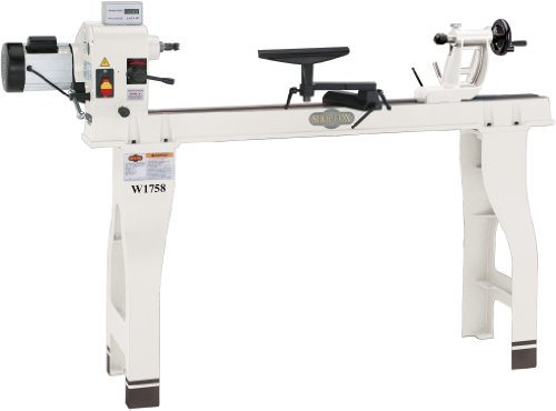 Shop Fox W1758 Wood Lathe With Cast Iron Legs And Digital Readout