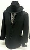New Mens 3 Piece Black Gangster Pinstripe Dress Suit with Matching Vest