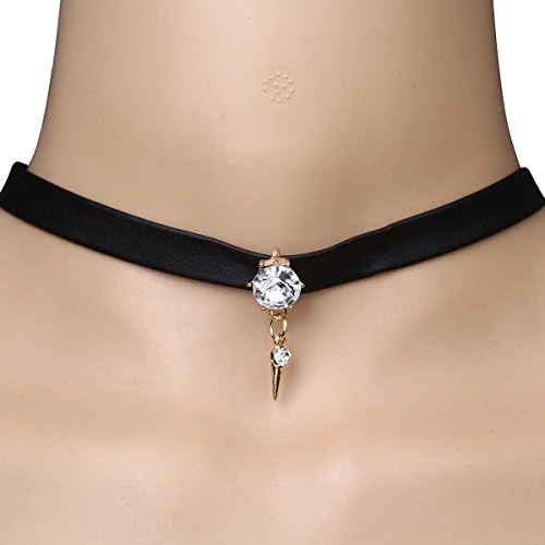 Wo Mai Women Black Velvet Choker Necklace GothicJewelry (White Diamond)