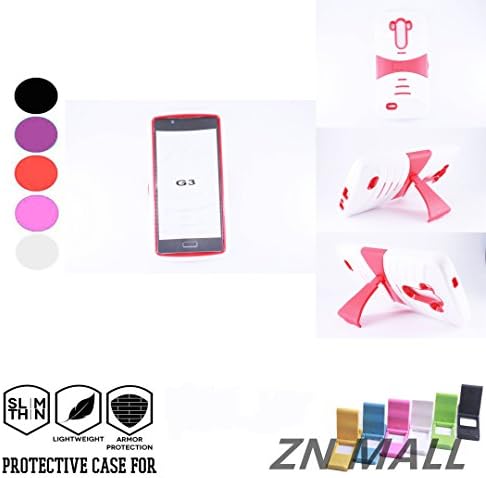 LG G3 Case,Premium Shock-Absorbing Anti-Scratch Soft Rubber Skin TPU Hard Case,Durable Bumper Dual Layer Hybrid Armor Case with Kickstand for LG G3 (White Red)