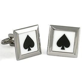 Spade Cufflinks featuring stainless steel and rubber.