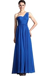 Floor Length Chiffon One Shoulder Evening Dress/Mother-of-the-Bride Dress 