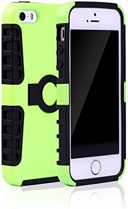 iPhone SE Case, Apple iPhone 5 Case 4 Inch [WaKase Shield] Stand Feature, Dual Layer Hybrid Full-body Armor Protective Case Impact Resistant (Galaxy Black/Lime Green),for Apple iPhone SE/5/5S