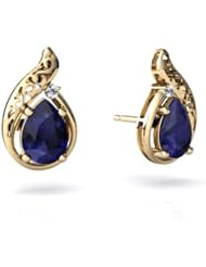 Genuine Sapphire 14kt Yellow Gold Filligree Earrings