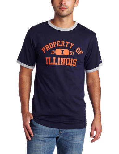 NCAA Mens Illinois Illini Ringer T-Shirt (Navy/Oxford, Large)