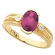 14K Yellow Gold Rhodolite Garnet and Diamond Ring