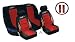 A Set of Low Back Type X Racing Style Front Bucket Seat Covers, Bench Seat Cover, Steering Wheel Cover and Shoulder Strap Cover - Red Image