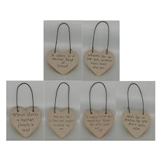 EAST OF INDIA LITTLE MESSAGE HEARTS SIGN TAGS - BEST MUM - MR & MRS - MOTHER