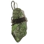 Diopside Pendant 01 Wire Wrapped Green Raw Rough Stone Black Stone 2.4