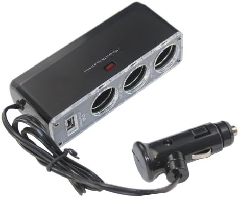 WF-0096 USB Charger Supply(DC 5V) + Triple Sockets Car Charger(DC 12V/24V) Compatible with Iphone 4 / 4s / 5, Ipod, Cell Phone, GPS, PDA etc(Black)