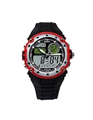 OHSEN YI-AD1210-4 LCD Dual Core Date Alarm Stopwatch Rubber Men Lady Sport Watch Red