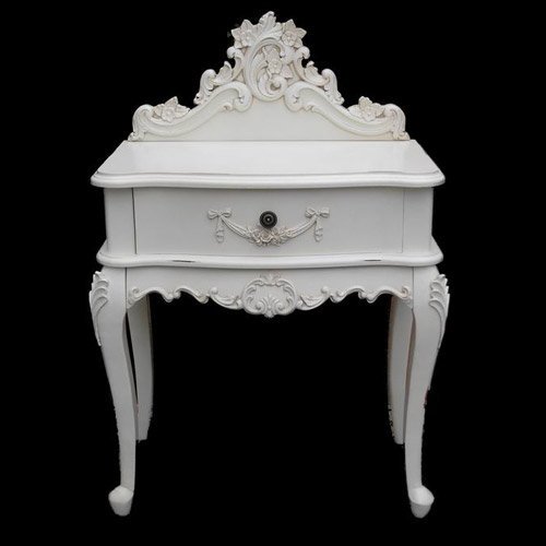 Best Price Shabby Chic Ornate White One Drawer Bedside Lamp