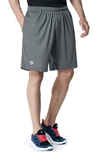 CLSL TM-MTP07-DGY_Large j-XL Tesla Men's Lightweight HyperDri Running Shorts With Pockets MTP07