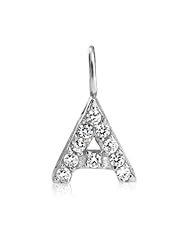 Bling Jewelry Sterling Silver CZ Pave Mini Block Alphabet Letter A Pendant
