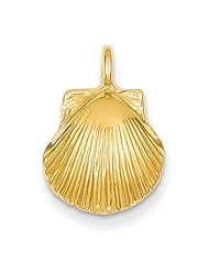 14K Yellow Gold Seashell Charm Pendant 18mmx12mm