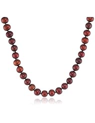 Sterling Silver Dyed Chocolate Freshwater Cultured Pearl A Grade 6.5-7mm Necklace, 16"