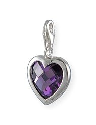 MELINA Charms clip on pendant purple heart sterling silver 925