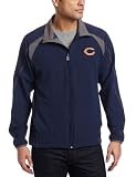 NFL Men's Chicago Bears Determination II Long Sleeve Lightweight Performance Full Zip Jacket (Athletic Navy/Storm Gray, Medium)