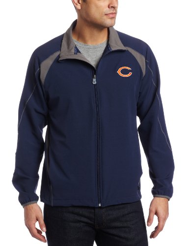 NFL Men's Chicago Bears Determination II Long Sleeve Lightweight Performance Full Zip Jacket (Athletic Navy/Storm Gray, Medium)