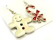 Gingerbread Cookie & Candy Cane Crystal Studded Earrings