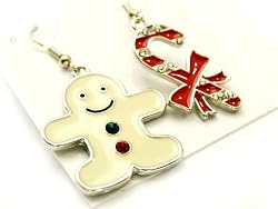 Gingerbread Cookie & Candy Cane Crystal Studded Earrings