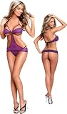 Sexy Purple Sparkle Mini Dress Lingerie Set