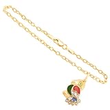 10k Yellow Gold Diamond with Multi Enamel Parrot Charm Bracelet (1 100 cttw, I-J Color, I3...