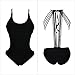 Zelura Sexy-Temptation Women's Resort Halter One-Piece Bikini Black Small