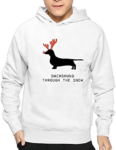 Dachshund Through The Snow Men Hoodie White