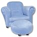 Children's Stuffed Chair with Ottoman Solid Blue Velour