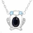 Necklace With 2.70ctw Precious Stones - Genuine Diamonds, Sapphire and Topazes Beautifully Crafted in White Gold Length 16in