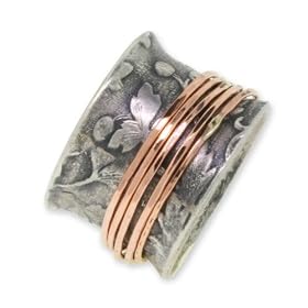 14K Rose Gold and Sterling Silver Floral Band